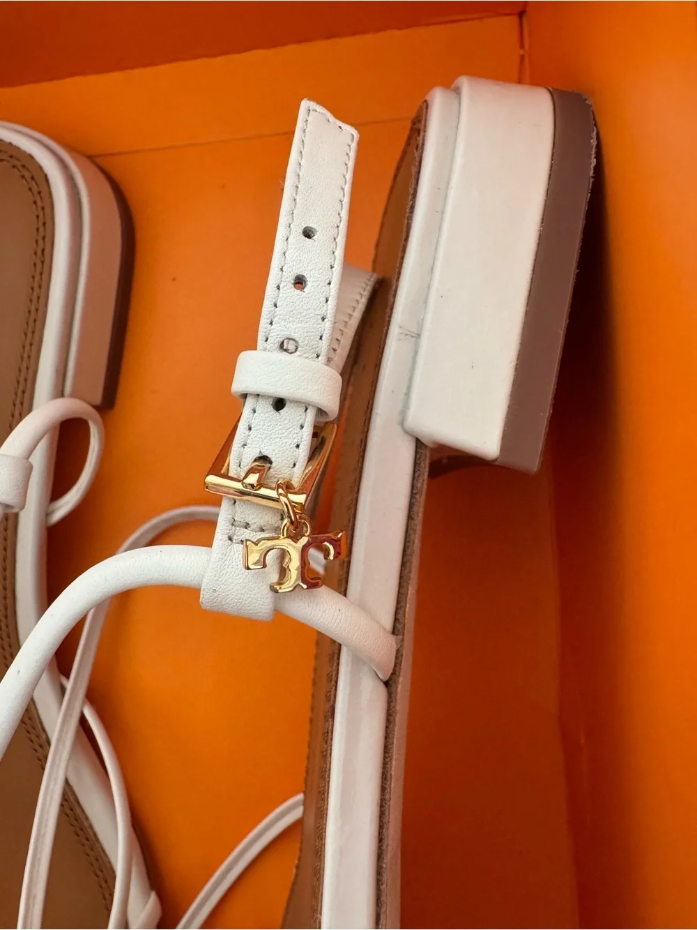 Tory Burch Penelope Ivory Strappy Leather Sandals